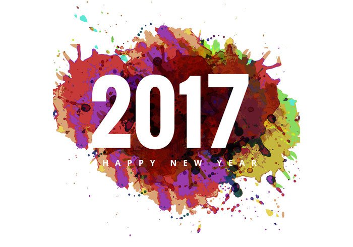 Vector colorful grunge on 2017 happy new year card